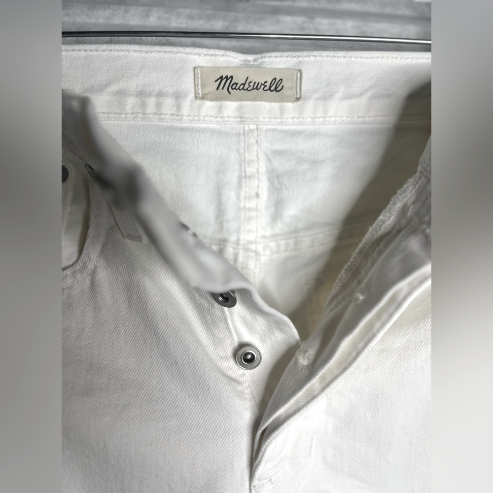Madewell High-Rise Long Denim Shorts -Tile White - Women's Size 24 - Picture 4 of 16